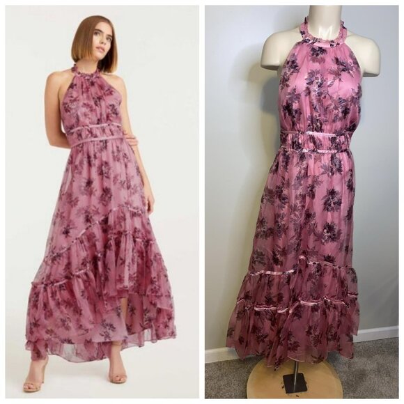 cinq a sept Dresses & Skirts - Cinq a Sept Alanna Floral Print Silk Halter Neck Dress
